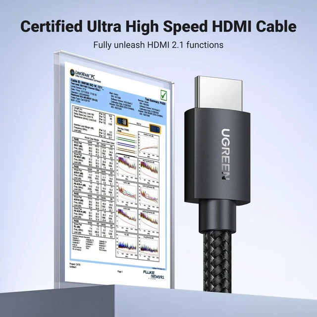 Alt view image 2 of 7 - Vszerda HDMI 2.1 Cable Certified 8K 3.3FT Ultra High Speed HDMI Cord Braided 48Gbps 4K@240Hz 10K@60Hz with Dynamic HDR eARC Dolby Atmos HDCP Compatible with PS5 PS4 Xbox Roku TV HDTV Blu-ray Projector