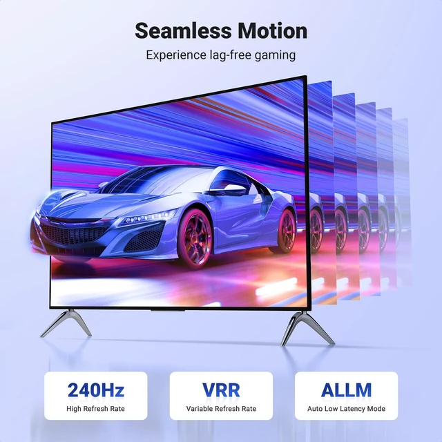 Alt view image 4 of 7 - Vszerda HDMI 2.1 Cable Certified 8K 3.3FT Ultra High Speed HDMI Cord Braided 48Gbps 4K@240Hz 10K@60Hz with Dynamic HDR eARC Dolby Atmos HDCP Compatible with PS5 PS4 Xbox Roku TV HDTV Blu-ray Projector