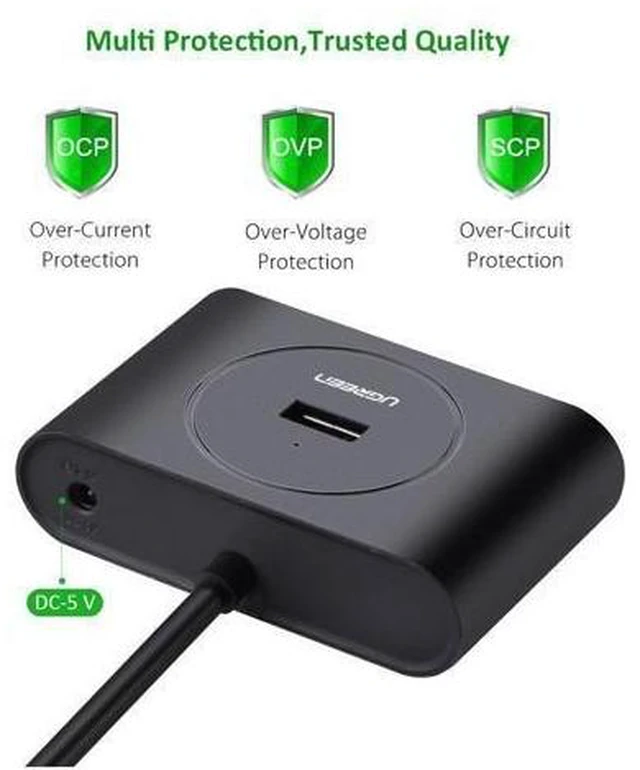 Alt view image 3 of 5 - Vszerda Portable Super Speed 4 Ports USB 3.0 HUB Cable Adapter, Not Support OTG, Cable Length: 1m (Black)