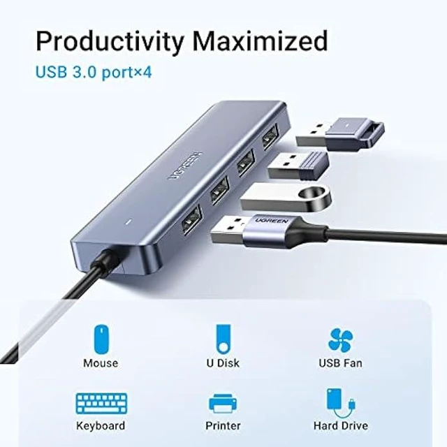 Alt view image 2 of 5 - Vszerda USB C to USB A Hub with 4 USB 3.0 for Laptop, MacBook Pro/Air, Mac mini M4, iMac, iPad Pro, Chromebook, Dell XPS, Galaxy S23, and More, 0.5FT