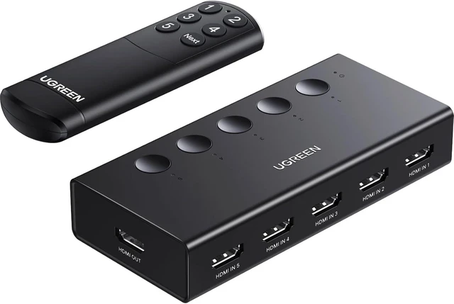 Main image of Vszerda HDMI Switch 5 in 1 Out 4K@60Hz, HDMI Splitter with Remote 5 Port HDMI Switcher Selector Support 3D CEC HDR HDCP2.2 Compatible with PS5/4/3 Xbox Nintendo Switch Roku TV Fire Stick Black