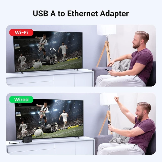 Alt view image 4 of 7 - Vszerda Ethernet Adapter USB to 10 100 Mbps Network Adapter RJ45 Wired LAN Adapter for Laptop PC Compatible with Nintendo Switch Wii Wii U MacBook Chromebook Surface Windows macOS Linux (Black)
