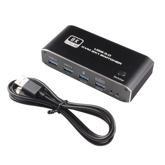 Alt view image 7 of 7 - USB HDMI 2.1 KVM Switch 4K 120Hz, BolAAzuL 8K Dual-Port USB 3.0 HDMI 2.1 KVM Switch, USB-C HDMI KVM Switcher with Keyboard Shortcut Hotkey Switching HDCP 2.3 for Nvidia AMD Xbox Series X S PS5/4 pro