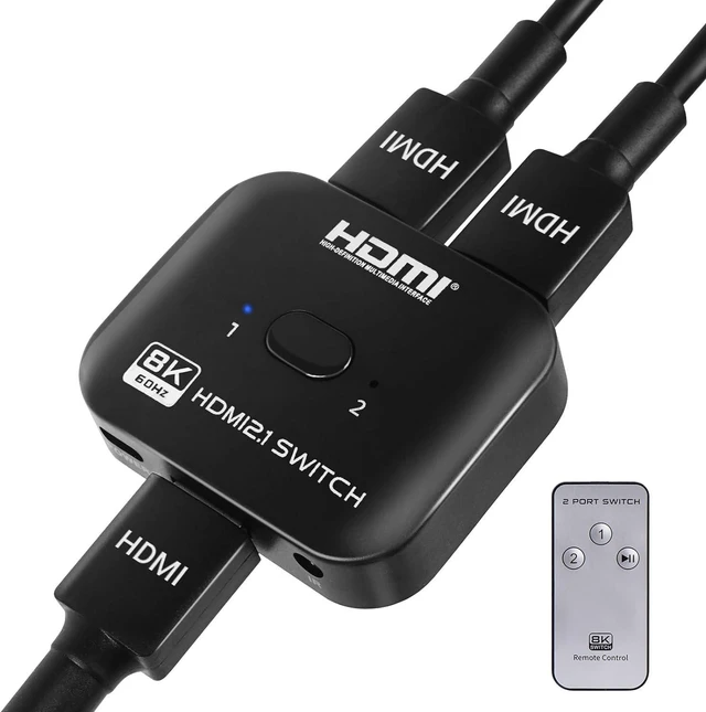 Main image of Vszerda 8K HDMI Splitter 1 in 2 Out, HDMI 2.1 Switch 4K 120Hz, Bi-Directional Switcher 2 in 1 Out Support 48Gbps 8K@60Hz 4K@144Hz for PS5/PS4,HDTV,Xbox,Fire Stick