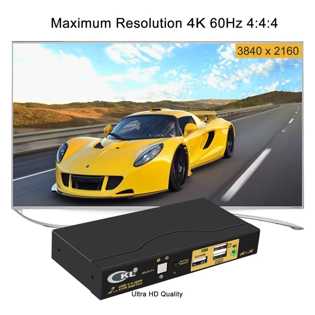 Alt view image 6 of 7 - Vszerda CKL 2 Port USB Type C + HDMI KVM Switch 4K 60Hz for 2 Computers Sharing 1 Monitor, Keyboard and Mouse, with Audio Support and Cables CKL-62TH