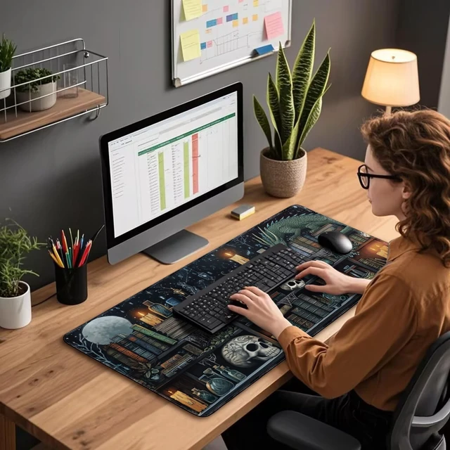 Alt view image 3 of 7 - Vszerda Mystical Gothic Library Large Gaming Mouse Pad Desk Mat 31.5x15.7