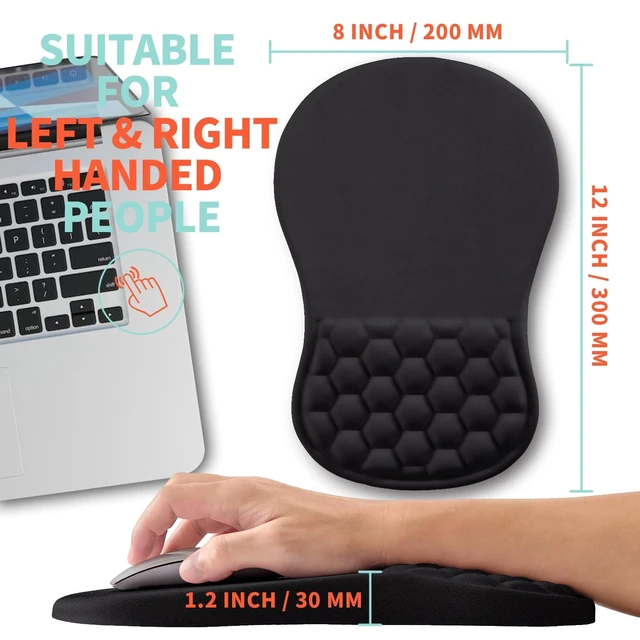 Alt view image 5 of 6 - Vszerda Ergonomic Mouse Pad Wrist Support with Memory Foam Massage Bulge, Carpal Tunnel Pain Relief Mousepad Wrist Rest for Mouse(12x8 inch, Black)