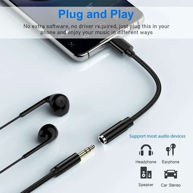 Alt view image 2 of 7 - USB C to 3.5mm Audio Headphone Jack Adapter for Samsung Galaxy A17 A16 A56 S25 Ultra/Edge S24 A36 A54 S23,Type C to Aux Audio Dongle Cable Cord for iPhone 17 Pro Max Air 16 Plus 16e,Pixel 10 Pro XL 9a
