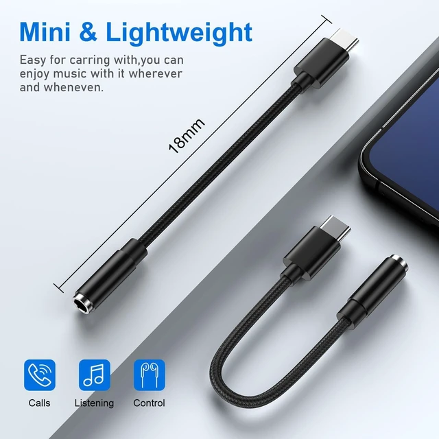 Alt view image 3 of 7 - USB C to 3.5mm Audio Headphone Jack Adapter for Samsung Galaxy A17 A16 A56 S25 Ultra/Edge S24 A36 A54 S23,Type C to Aux Audio Dongle Cable Cord for iPhone 17 Pro Max Air 16 Plus 16e,Pixel 10 Pro XL 9a