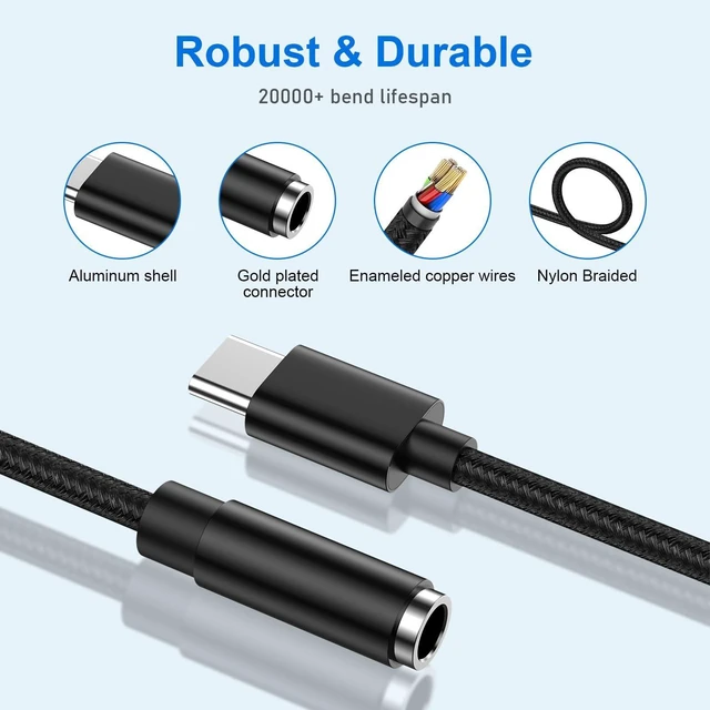 Alt view image 6 of 7 - USB C to 3.5mm Audio Headphone Jack Adapter for Samsung Galaxy A17 A16 A56 S25 Ultra/Edge S24 A36 A54 S23,Type C to Aux Audio Dongle Cable Cord for iPhone 17 Pro Max Air 16 Plus 16e,Pixel 10 Pro XL 9a