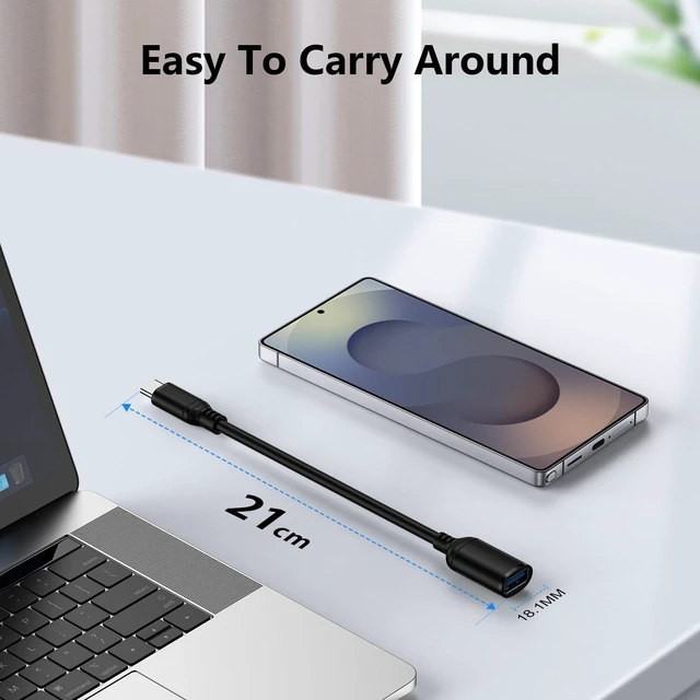 Alt view image 4 of 7 - Vszerda USB C to USB 3.0 Adapter, USB C Android Adapter Male to USB A Female OTG On The Go Cable for Samsung Galaxy S26 S25 Edge Ultra S24 S23 S22 S21 S20 A36,Google Pixel 10 9 8 7 Pro,Moto G 5G 2025