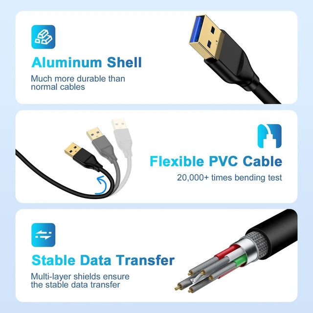 Alt view image 7 of 7 - USB to USB Cable 6FT, USB A to USB A Cord Male to Male USB Cable USB A 3.0 A to A Male Cable Double Sided USB A Data Transfer Cord for Computer PC Laptop Cooler TV Hub Hard Drive Enclosure DVD Player