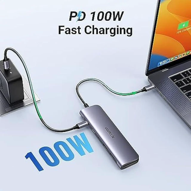 Alt view image 3 of 5 - Vszerda Revodok 1071 USB C Hub for Laptop 7 in 1 Dock 4K HDMI, 100W PD Charging, USB-C & 2 USB-A 5Gbps Data Ports, SD/TF Card Reader for MacBook Pro/Air, iPad Pro, XPS, Thinkpad