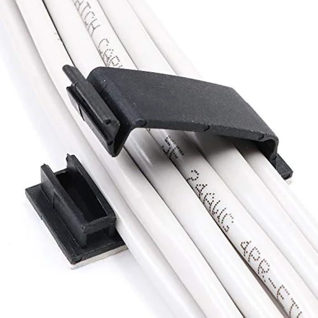 Main image of Vszerda Cable Clips 3M Adhesive, Multipurpose Wire Clamps for Cable Management and Cable Runs - 50 Pack Black Bundled with 10 Reusable Cable Ties