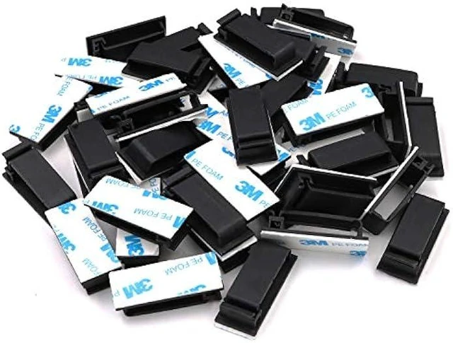 Alt view image 3 of 5 - Vszerda Cable Clips 3M Adhesive, Multipurpose Wire Clamps for Cable Management and Cable Runs - 50 Pack Black Bundled with 10 Reusable Cable Ties