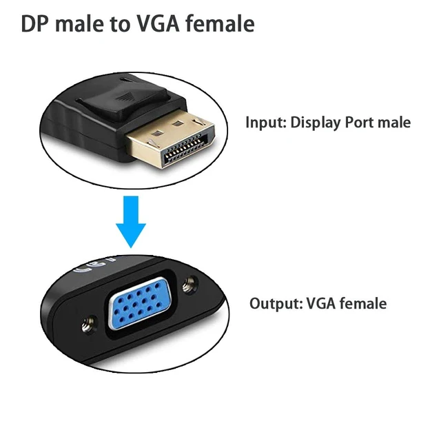 Alt view image 2 of 6 - Vszerda Display Port to VGA Adapter,4 Pack Gold-Plated DisplayPort DP to VGA Converter (Male to Female) for Computer, Desktop, Laptop, PC, Monitor, Projector, HDTV