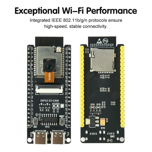 Alt view image 2 of 3 - Vszerda ESP32-S3-CAM Development Board BT Core Board Onboard OV3660 Camera Module ESP32-S3-N16R8 Module CH340 Demo board Dual TypeC