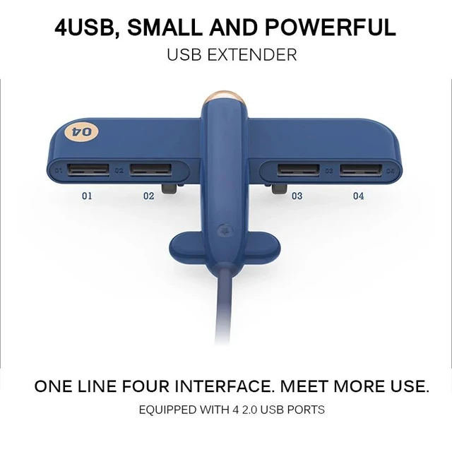 Alt view image 2 of 5 - Vszerda 4 Ports USB 2.0 HUB Usb Hub 3.0 Portable Hub Usb Aircraft Shape USB Splitter External Multi Ports USB HUB For