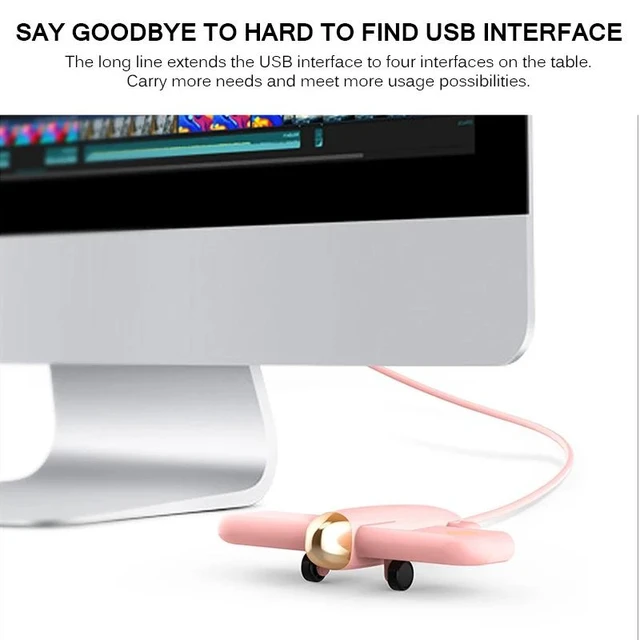 Alt view image 5 of 5 - Vszerda 4 Ports USB 2.0 HUB Usb Hub 3.0 Portable Hub Usb Aircraft Shape USB Splitter External Multi Ports USB HUB For