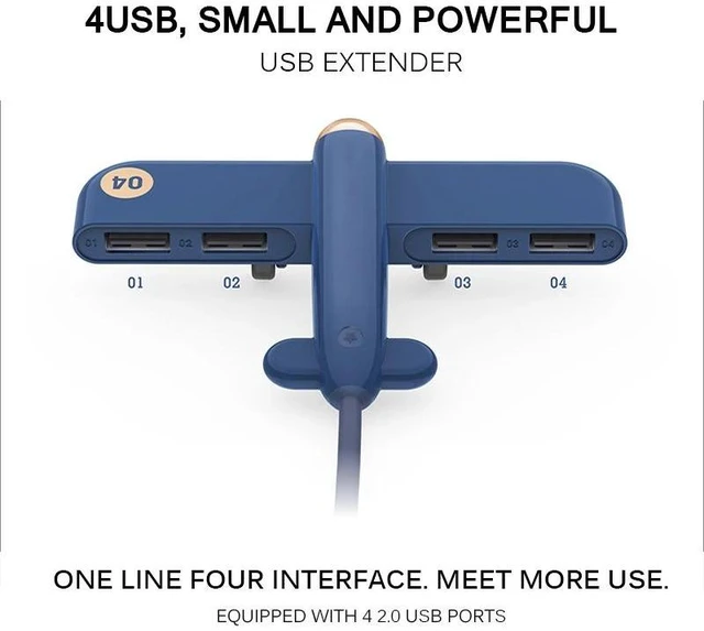 Main image of Vszerda 4 Ports USB 2.0 HUB Usb Hub 3.0 Portable Hub Usb Aircraft Shape USB Splitter External Multi Ports USB HUB For