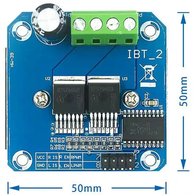 Alt view image 3 of 3 - Vszerda High-power car motor driver module BTS7960 43A current-limited control semiconductor cooling driver