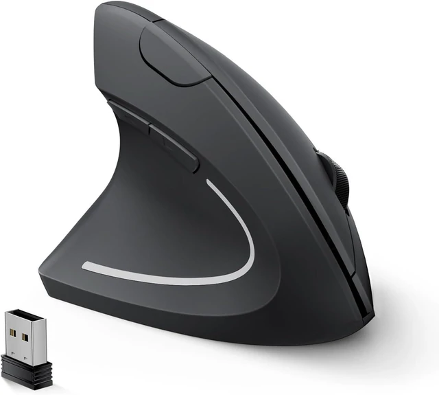 Main image of Vszerda Left Handed Ergonomic Mouse Vertical Wireless Mouse for Left Hand 2.4G USB Carpal Tunnel Lefty Mouse 3 Adjustable DPI 6 Buttons for Laptop PC Computer Mac Windows Desktop - Black