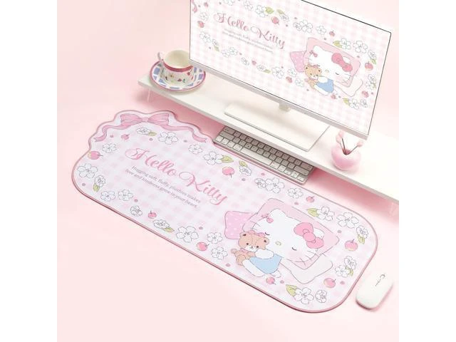 Alt view image 7 of 7 - Vszerda Kawaii Anime Mouse Pad - Cute Gaming Desk Mat With Bowknot Edge, Non-Slip Waterproof for Keyboard, Large Extended for Office Gaming - FlowerCat