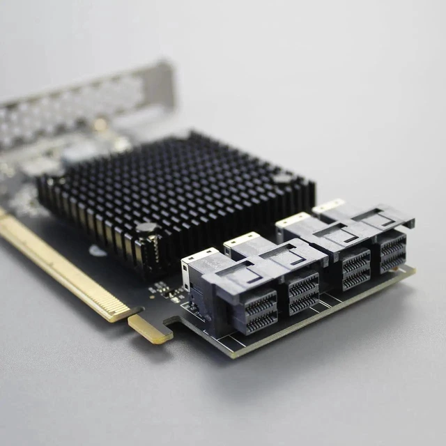 Alt view image 3 of 6 - Vszerda ST583 4-Port SFF-8643 to PCIE 3.0 X16 Adapter Card with PEX8747 Controller for High-Density U.2/U.3/M.2 NVMe RAID Storage Solution