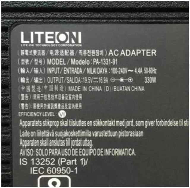 Alt view image 2 of 2 - Vszerda 19.5V 16.9A 330W 7.4x5.0mm LITEON PA-1331-91 Power Supply AC Adapter For 330W 240W Laptop Charger