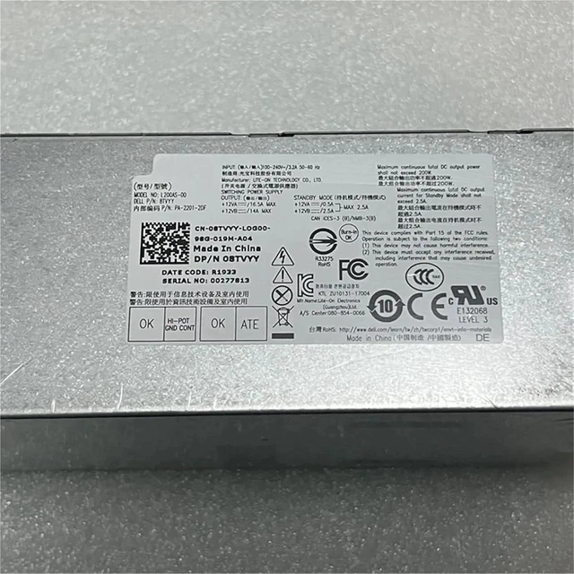 Alt view image 3 of 5 - Vszerda for Power Supply L200AS-00 8TVYY D200AS-00 PK64R H200EBS-00 CGFJT 08TVYY 0PK64R 0CGFJT CN-08TVYY CN-0PK64R CN-0CGFJT