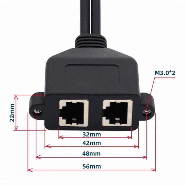 Alt view image 4 of 7 - Vszerda Dual Ports UTP Cat6 Male to Female Lan Ethernet Network Extension Cable 8P8C FTP STP with Panel Mount Holes