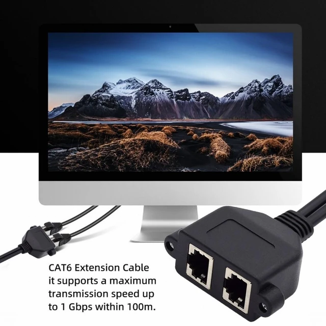 Alt view image 5 of 7 - Vszerda Dual Ports UTP Cat6 Male to Female Lan Ethernet Network Extension Cable 8P8C FTP STP with Panel Mount Holes