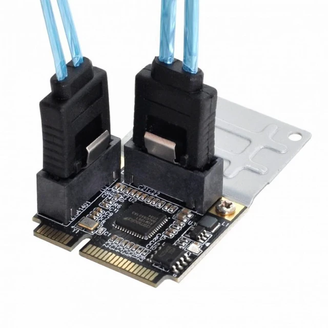 Alt view image 4 of 7 - Vszerda Mini PCI-E PCI Express to SATA 3.0 Dual Ports Adapter Converter Hard Drive Extension Card