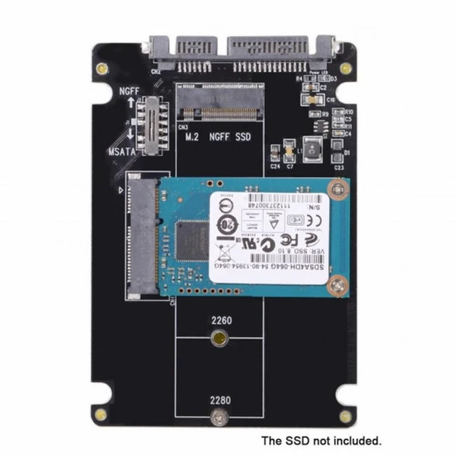 Alt view image 2 of 7 - Vszerda Combo M.2 NGFF B-key mSATA SSD to SATA 3.0 Adapter Converter Case Enclosure with Switch