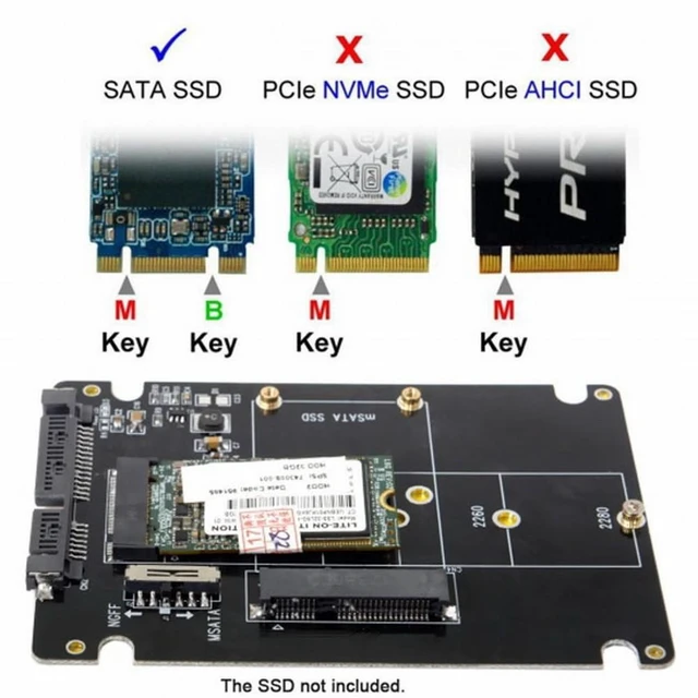 Alt view image 4 of 7 - Vszerda Combo M.2 NGFF B-key mSATA SSD to SATA 3.0 Adapter Converter Case Enclosure with Switch