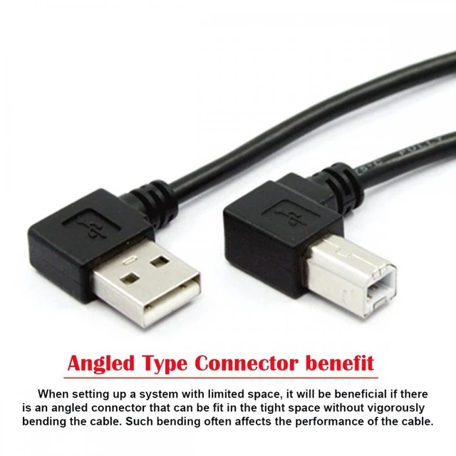 Alt view image 2 of 7 - Vszerda Left Angled USB 2.0 A Male to Type-B Male for Disk Printer Scanner 90 Degree Cable 50cm 100cm