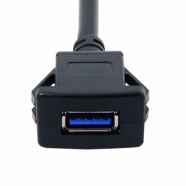 Alt view image 3 of 5 - Vszerda 1m Waterproof Single USB 3.0 Extension Latch Mount Car AUX Cable for Dashboard Panel