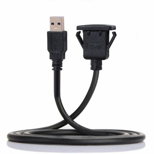 Alt view image 5 of 5 - Vszerda 1m Waterproof Single USB 3.0 Extension Latch Mount Car AUX Cable for Dashboard Panel