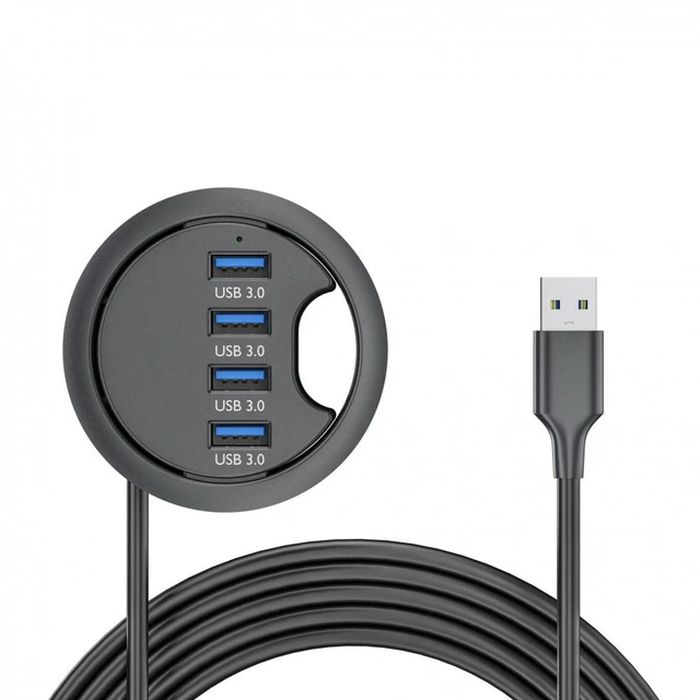 Alt view image 3 of 7 - Vszerda USB 3.0 Hub 4 Port USB 60mm Desk Grommet Splitter Dock Station Interface for Desktop PC Desk