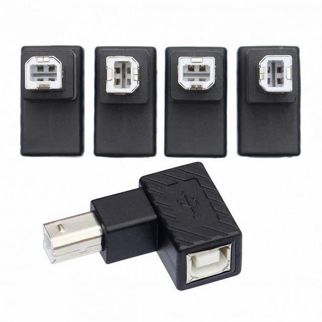 Main image of Vszerda 4Pcs USB 2.0 B Type Male to Female Extension Adapter Horizontal Vertical Angled 90 Degree for Disk Scanner