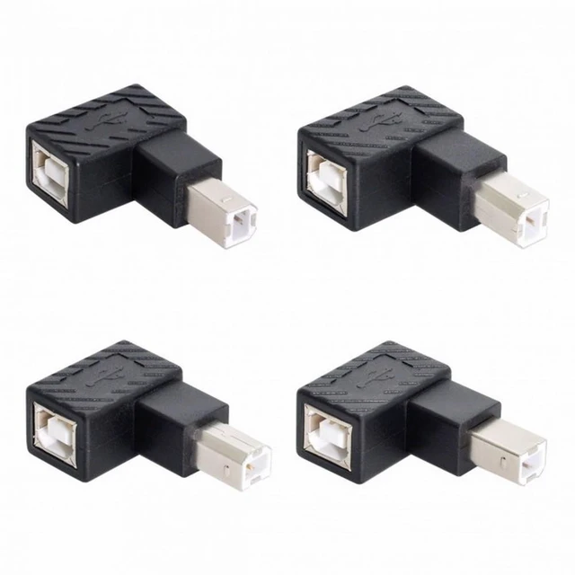 Alt view image 2 of 7 - Vszerda 4Pcs USB 2.0 B Type Male to Female Extension Adapter Horizontal Vertical Angled 90 Degree for Disk Scanner