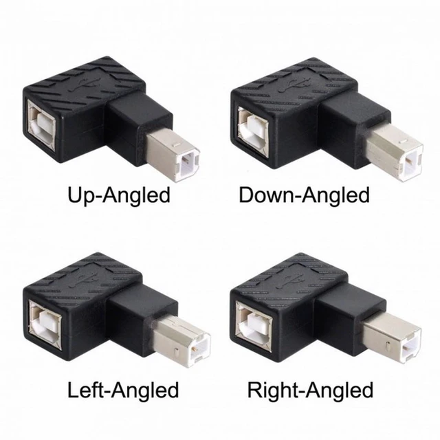 Alt view image 5 of 7 - Vszerda 4Pcs USB 2.0 B Type Male to Female Extension Adapter Horizontal Vertical Angled 90 Degree for Disk Scanner
