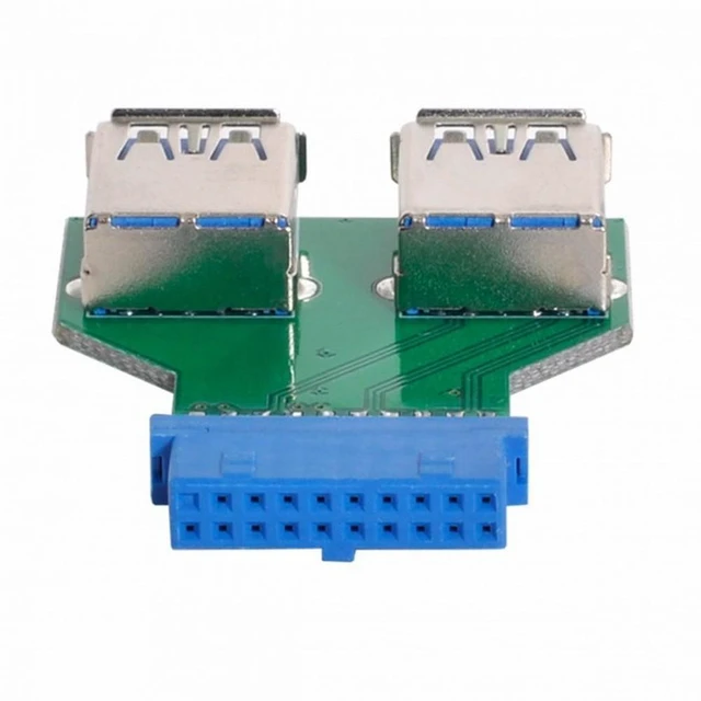 Alt view image 5 of 6 - Vszerda Dual USB 3.0 A Type Female to Motherboard 20/19 Pin Box Header Slot Adapter PCBA