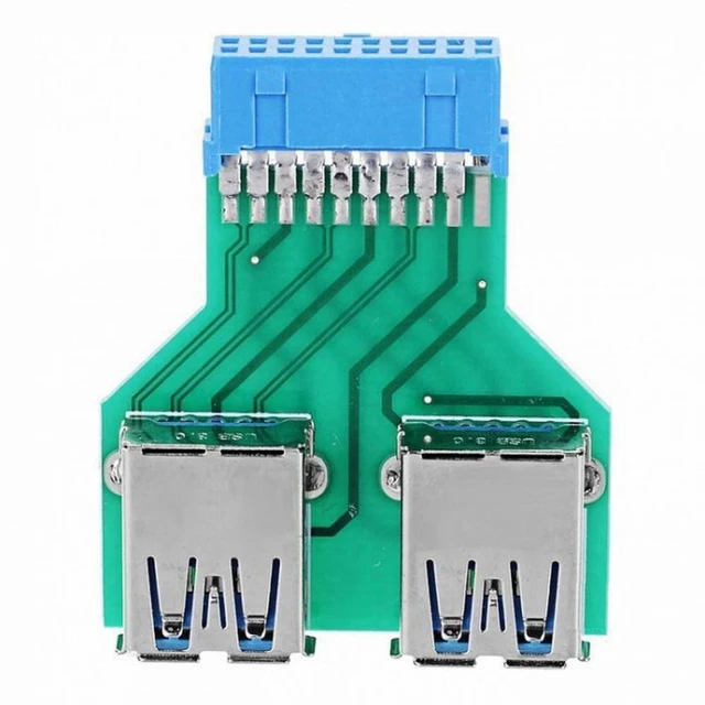Alt view image 3 of 6 - Vszerda Dual USB 3.0 A Type Female to Motherboard 20/19 Pin Box Header Slot Adapter PCBA
