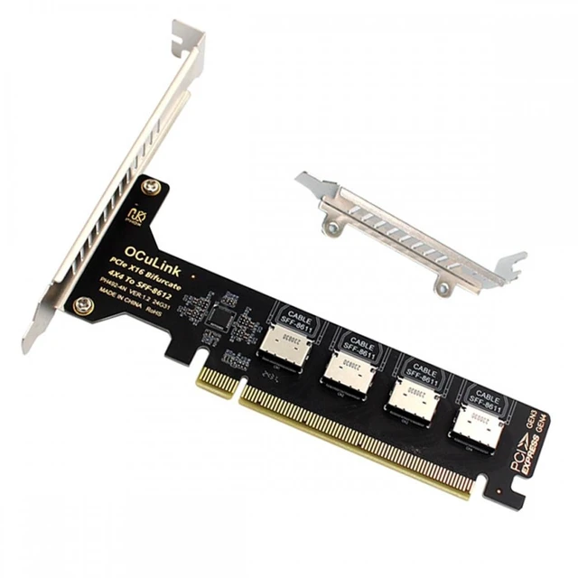Main image of Vszerda PCI-Express 4.0 PCIE 16x Detachable to Four Oculink SFF-8612 SFF-8611 Internal VROC Raid0 Adapter for U.2 SSD eGPU External Graphics Card Dock