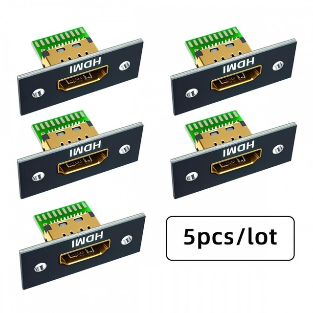 Alt view image 2 of 7 - Vszerda 5pcs/set DIY OEM HDMI 8K Type-A Female Socket Connector Receptacle with Panel Mount Solder Type