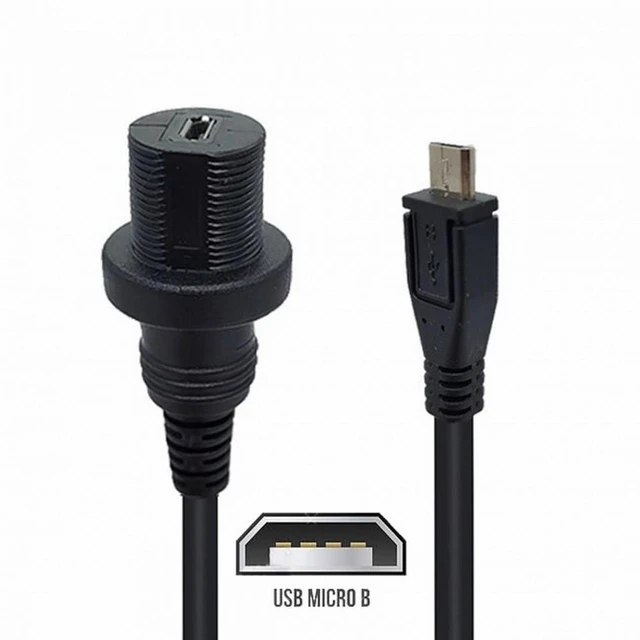 Main image of Vszerda 1m Waterproof Dustproof 480Mbps Micro USB2.0 5Pin Male to Female Extension Data Power Cable Car Panel Mount Design