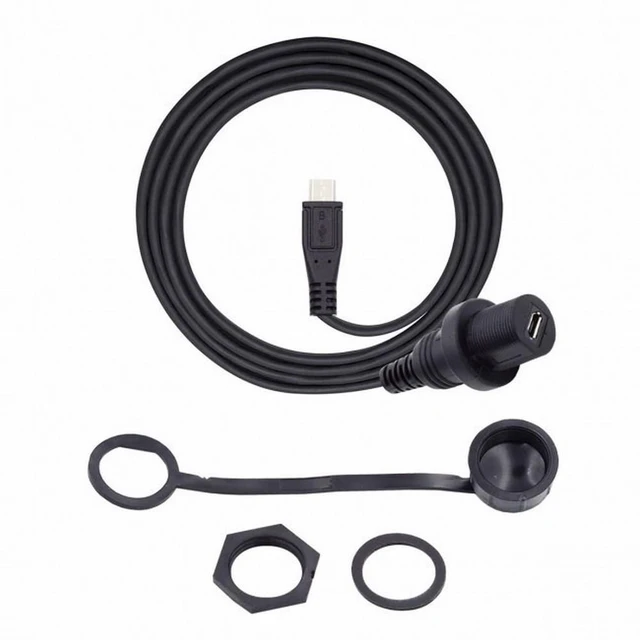 Alt view image 3 of 7 - Vszerda 1m Waterproof Dustproof 480Mbps Micro USB2.0 5Pin Male to Female Extension Data Power Cable Car Panel Mount Design