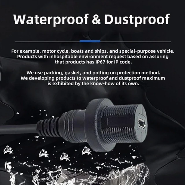 Alt view image 5 of 7 - Vszerda 1m Waterproof Dustproof 480Mbps Micro USB2.0 5Pin Male to Female Extension Data Power Cable Car Panel Mount Design