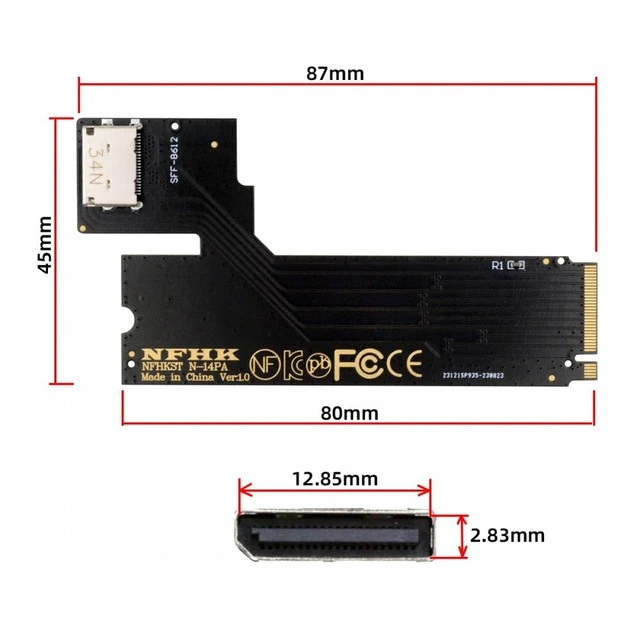Alt view image 2 of 7 - Vszerda PCI-E 4.0 M.2 M-key to Oculink SFF-8612 SFF-8611 Host Adapter for 2022 2023 ThinkBook 14+ External Graphics Card & SSD